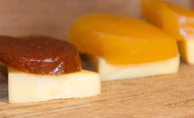 Sweet potato and quince cheese and sweet. Traditional dessert of Uruguayan and Argentine gastronomy clipart