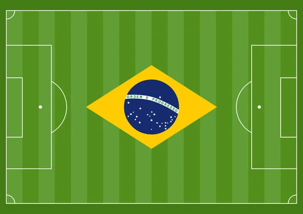 Uma Ilustração Bandeira Brasileira Campo Futebol — Fotografia de Stock