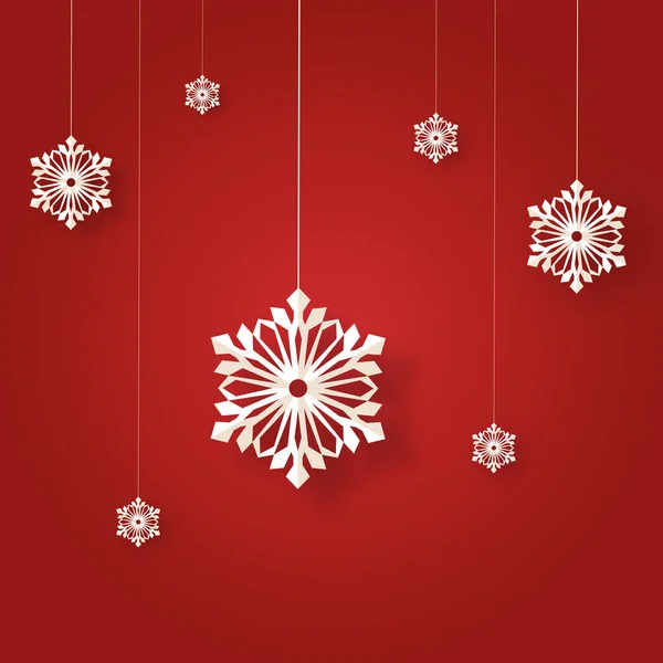 赤い背景に雪片の装飾品のデジタルイラスト — ストック写真
