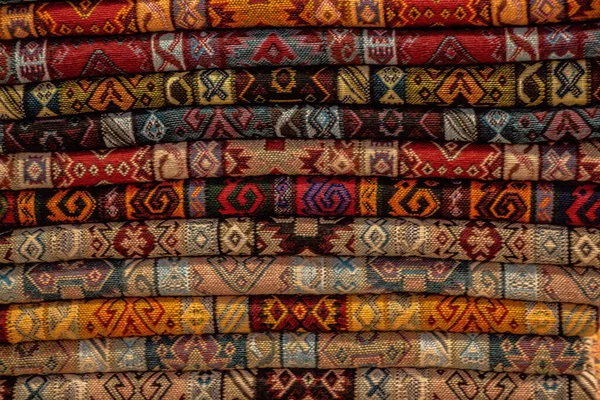 Abstract Texture Traditional Turkish Folded Rugs Patterns Bazaar — Stock Photo, Image