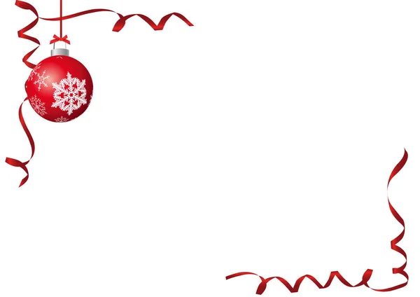 Diseño Postal Navidad Con Adornos Rojos Sobre Fondo Blanco —  Fotos de Stock