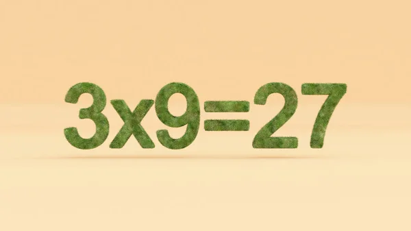 Renderização Uma Equação Matemática Com Textura Gramada Fundo Laranja — Fotografia de Stock