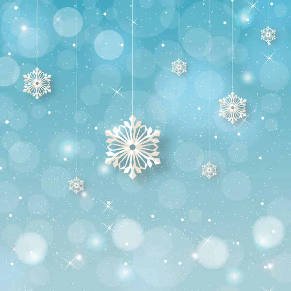 Ілюстрація Сніжинок Блискіток Синьому Фоні Боке Світлами — стокове фото