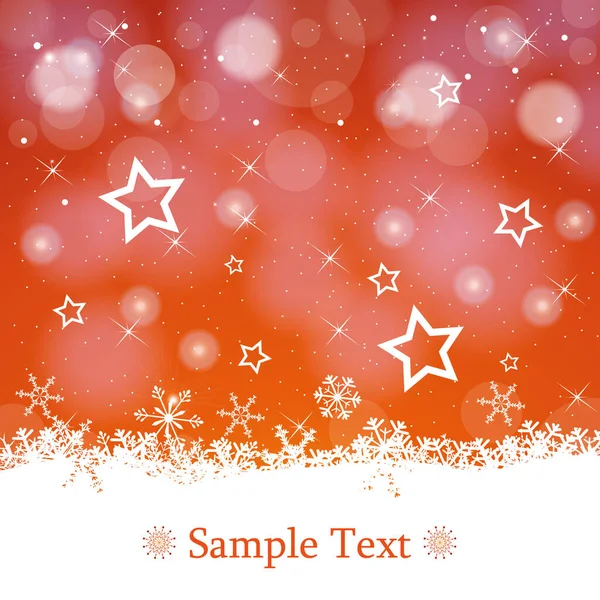 stock image An illustration of orange greeting card with stars and snowflakes