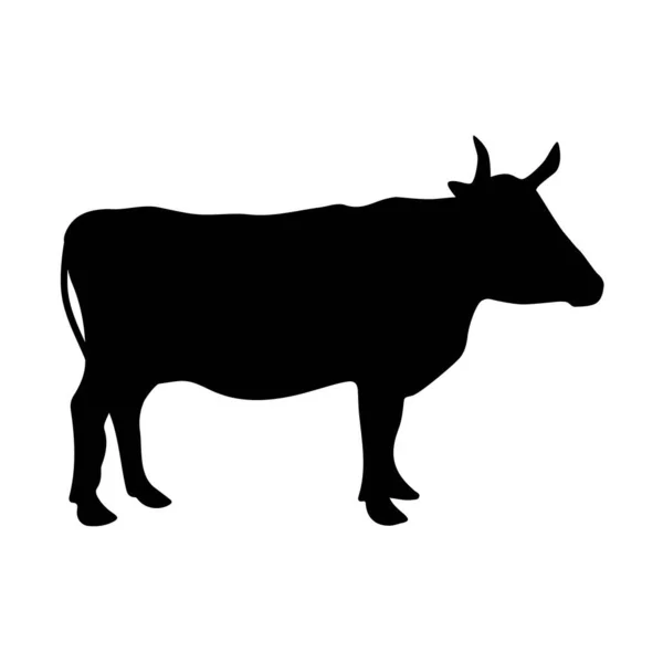 Цифровая Иллюстрация Рогатой Коровы Черным Силуэтом Белом Фоне — стоковое фото