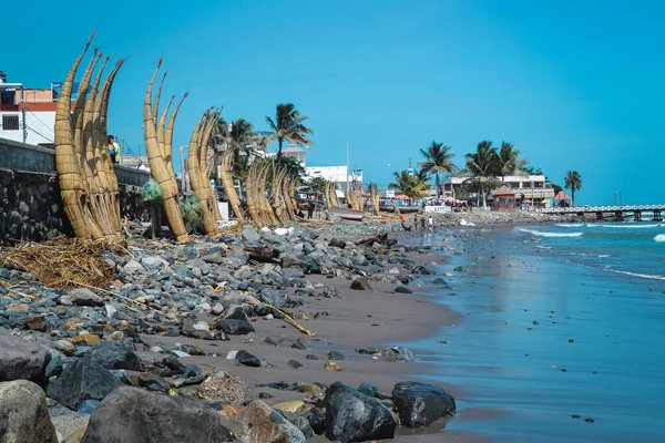 Huanchaco Prázdninová Pláž Města Městě Trujillo Který Nachází Peru Denního — Stock fotografie