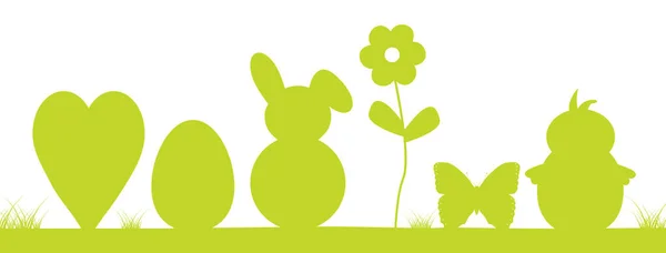 Eine Illustration Von Grünen Eier Kaninchen Und Schmetterlingsformen Isoliert Auf — Stockfoto