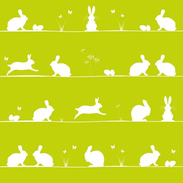 Eine Illustration Von Ostereiern Und Hasen Auf Grünem Hintergrund — Stockfoto