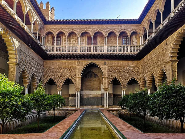Una Vista Impresionante Del Icónico Palacio Del Alcázar Sevilla España — Foto de Stock