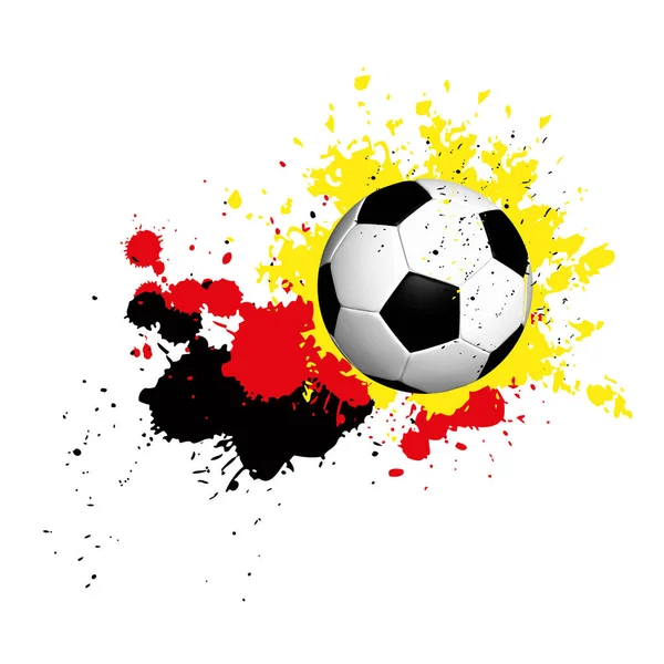 Rendu Ballon Football Avec Des Éclaboussures Noir Rouge Jaune Sur — Photo