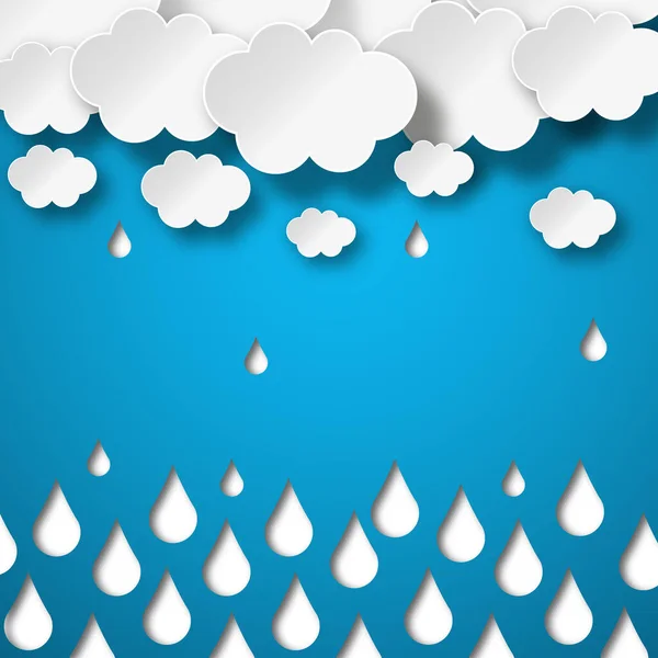 Uma Ilustração Nuvens Chovendo Sobre Fundo Azul — Fotografia de Stock