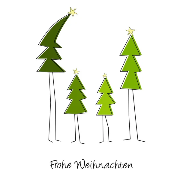 Illustration Von Vier Weihnachtsbäumen Auf Weißem Hintergrund Konzept Einer Kompletten — Stockfoto