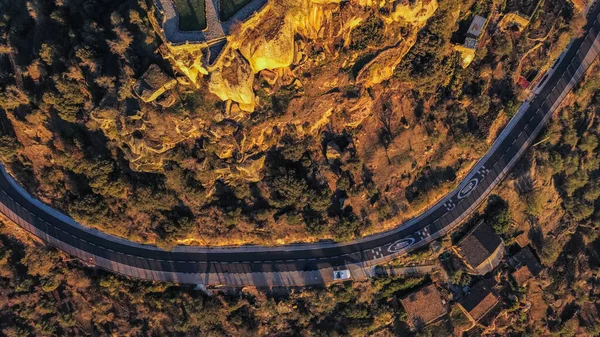 Aerial Shot Beautiful Road Rocky Mountain Landscape — стоковое фото