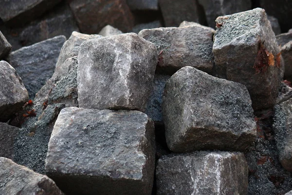 Closeup Shot Pile Large Cubed Stones — Stockfoto
