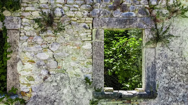 Italy 2020 Aerial View Abandoned Window Faraone Vecchio Nature Slowly — Stock Photo, Image