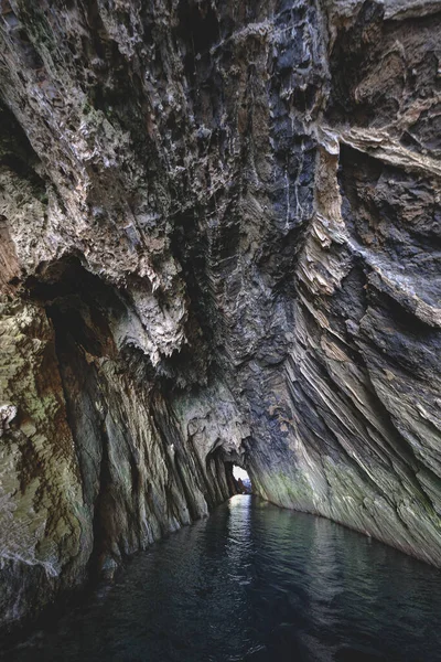 Agua Del Océano Que Fluye Través Cueva Ideal Para Fondos —  Fotos de Stock
