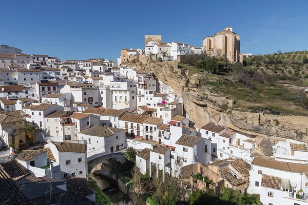 Légi Kilátás Setenil Las Bodegas Város Tartomány Cadiz Spanyolország — Stock Fotó