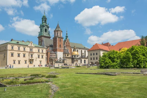 Eine Flache Aufnahme Des Wawel Schlosses Krakau Polen — Stockfoto