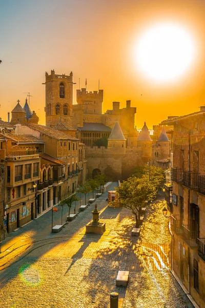 Vertikal Bild Ett Slott Navarra Spanien Solnedgången — Stockfoto