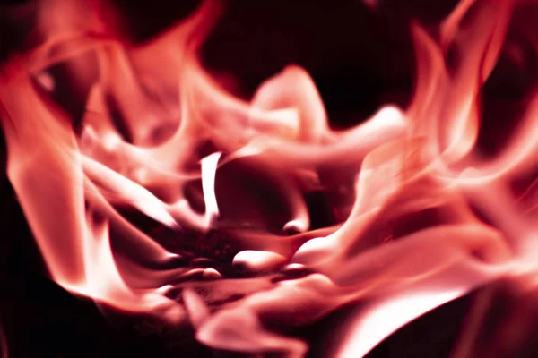 Closeup Shot Blazing Fire Flame Isolated Black Background — Stock Photo, Image