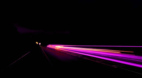 Purple Street Lights Long Exposure Night Perfect Wallpapers — Stock Photo, Image
