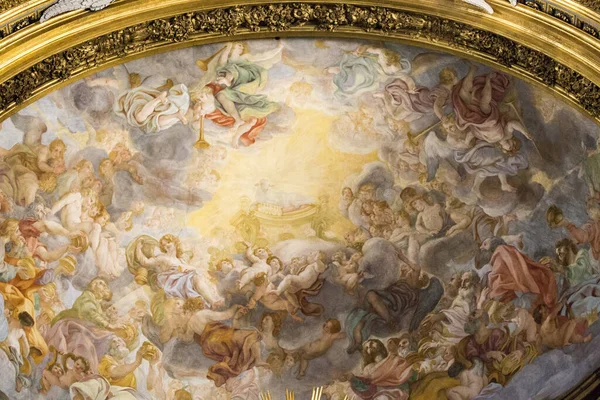 Disparo Hermosos Frescos Techo Iglesia Del Gesu Roma Italia —  Fotos de Stock