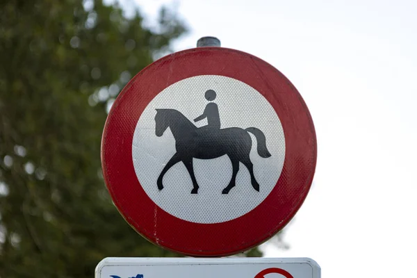 Hoge Hexel Netherlands Aug 2020 Traffic Sign Warning Circle Depicted Royalty Free Stock Images