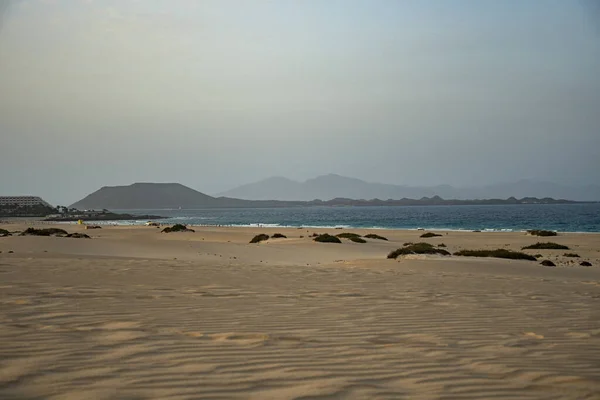 Ein Sandstrand Und Welliges Meer Bei Sonnenlicht — Stockfoto