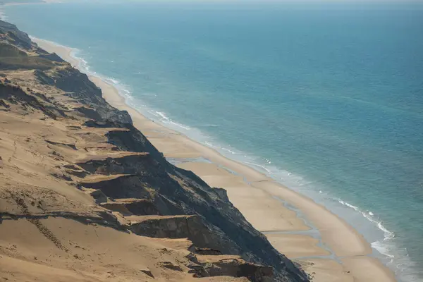 Panoramatický Záběr Dlouhé Pobřeží Pláže Rubjerg Knude Dánsku — Stock fotografie