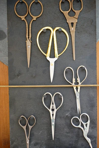 Collection Vintage Scissor Souvenirs Unique Different Shapes — Stock Photo, Image