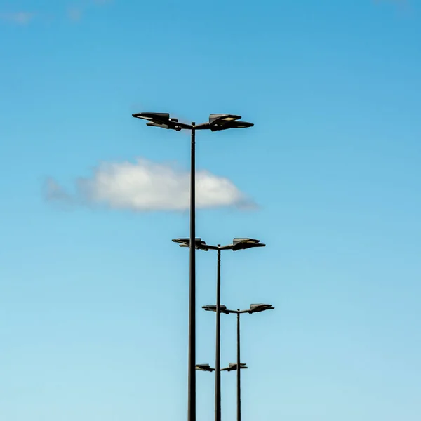 Een Prachtige Opname Van Zonne Energie Straatverlichting Een Heldere Hemel — Stockfoto