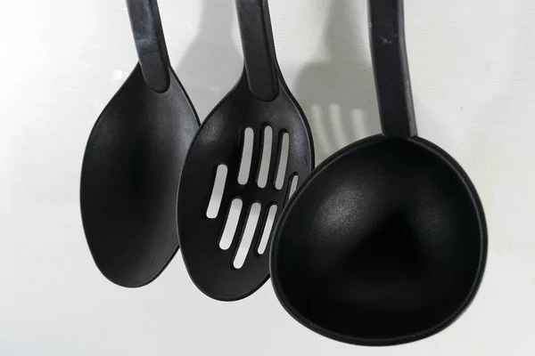 Closeup Shot Black Cooking Utensils — Stock Photo, Image