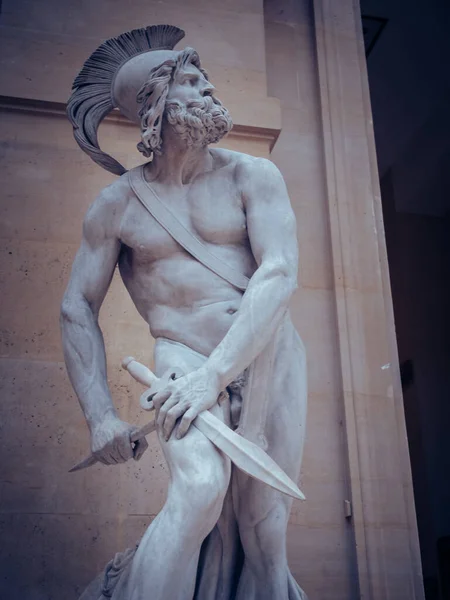 Ritratto Verticale Della Scultura Filopoemen Louvre Parigi — Foto Stock