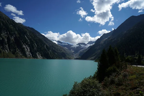 Vodní Elektrárna Zillertal Údolí Rakousku Obklopená Horami — Stock fotografie