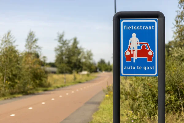 Nijverdal Netherlands Jul 2020 Traffic Sign Bike Path Meaning Bicycle — Stock Photo, Image