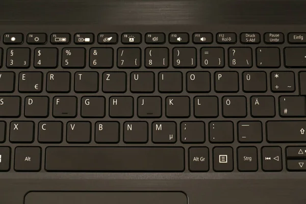 Zbliżenie Klawiatury Laptop Czarna Klawiatura — Zdjęcie stockowe