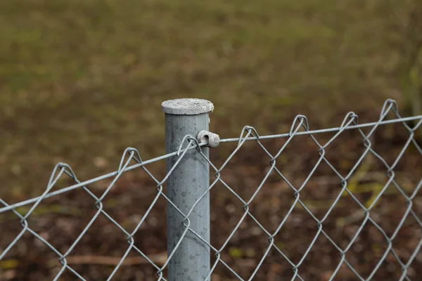 Closeup Fence Made Metal Posts Metal Mesh — Stock Photo, Image