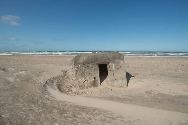 Uma Bela Foto Antigo Bunker Praia — Fotografia de Stock