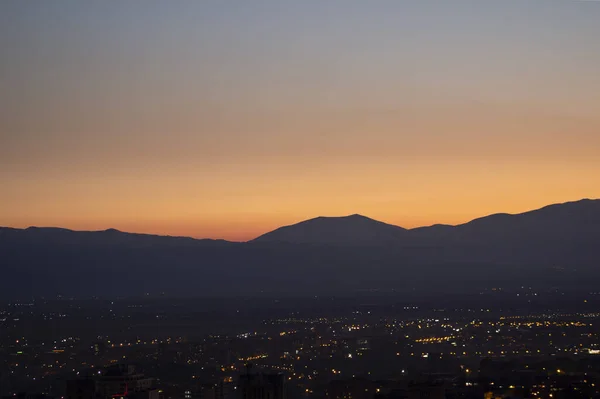 日没時の住宅地の空中撮影 — ストック写真