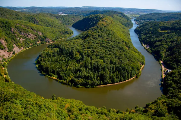 High Angle Shot Beautiful Saarschleife Mettlach Located Germany — Stock Photo, Image