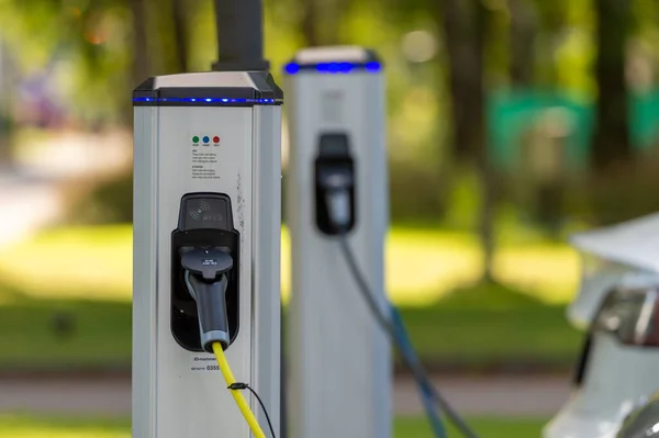 Lerum Zweden Aug 2020 Oplaadstation Voor Elektrische Auto Batterijen Laden — Stockfoto