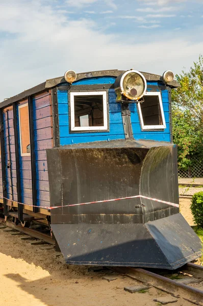 Wenecja Polónia Ago 2020 Frente Uma Antiga Locomotiva Histórica Com — Fotografia de Stock