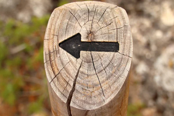 Een Close Shot Van Een Teken Een Gebarsten Stuk Hout — Stockfoto