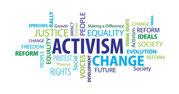 Sebuah Ilustrasi Kata Kata Yang Berkaitan Dengan Aktivisme Dalam Berbagai — Stok Foto