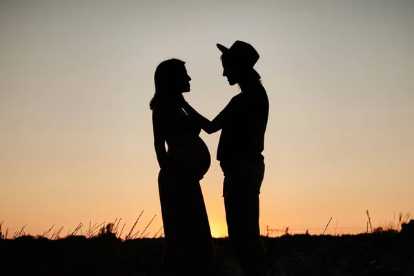 Mesmerizing Shot Lovely Pregnant Couple Lesbian Family Concept — Stock Photo, Image