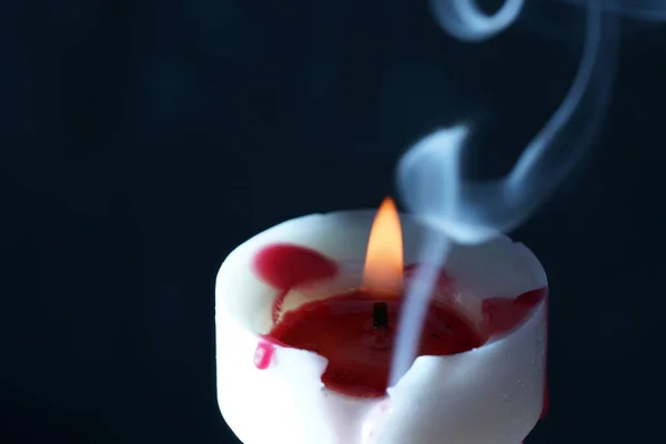 Closeup Shot Smoke Coming Burning Candle — Stock Photo, Image