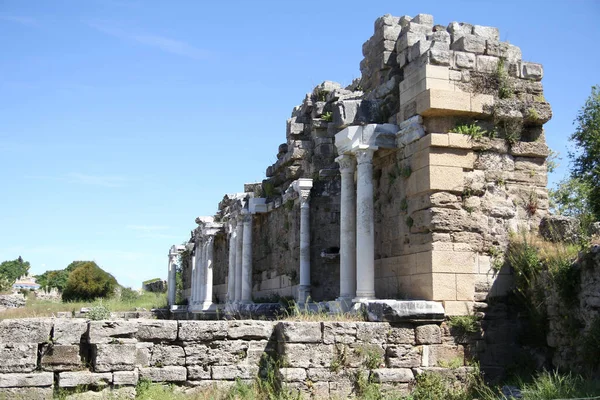 Focus Shot Monumental Fountain Ruins Located Antalya Turkey — Stock Photo, Image