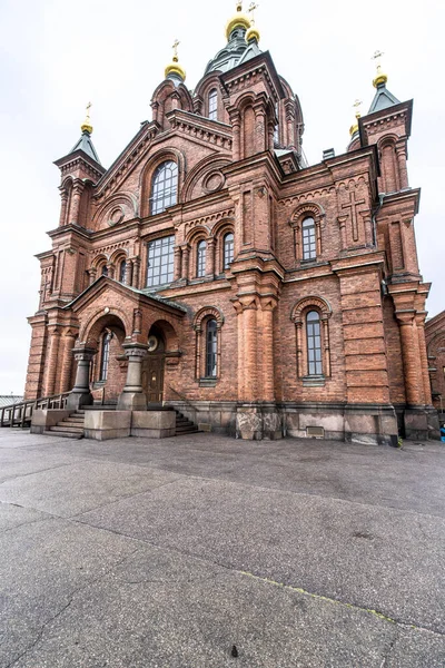 Afbeelding Toont Buitenkant Van Orthodoxe Kathedraal Van Uspenski Helsinki Belangrijkste — Stockfoto