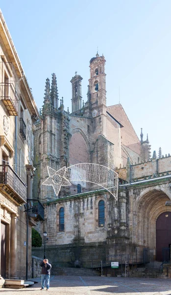 Plasencia Spain Jan 2019 View Facade Cathedral Plasencia Tourist Taking — Stock Photo, Image