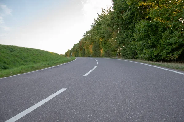 Tiro Uma Estrada Com Árvores Lado — Fotografia de Stock